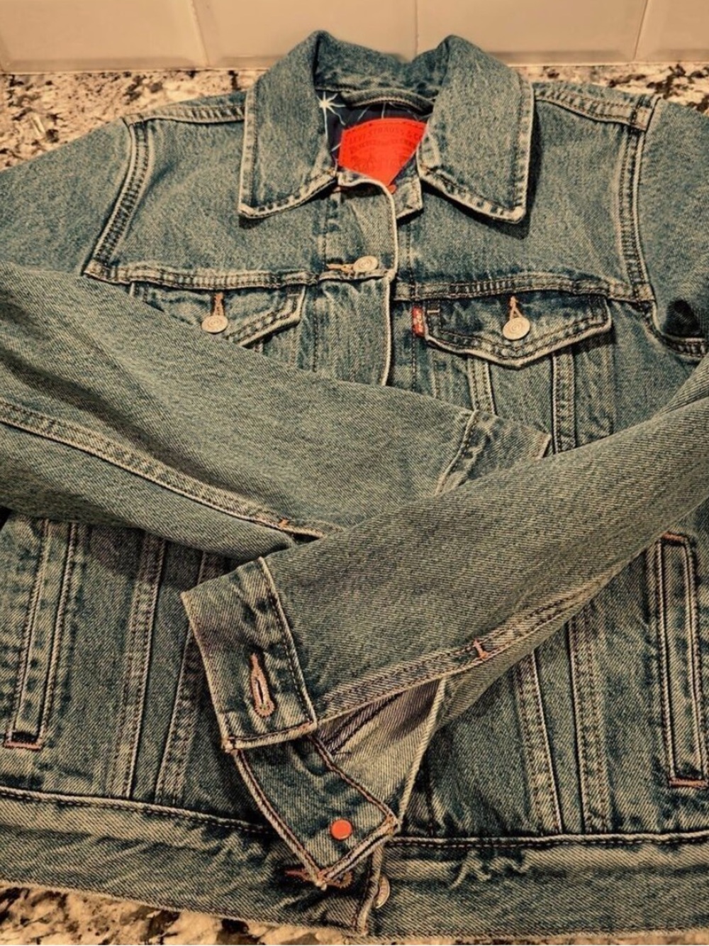 Levi's LEJ Red Label Denim Button Down Trucker Jean Jacket Blue Men's Small XS
